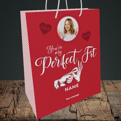 Picture of Perfect Fit, Valentine's Design, Medium Portrait Gift Bag