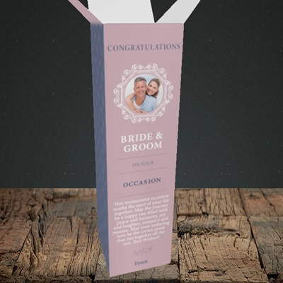 Picture of Traditional Foliage Pink B&G, Wedding Design, Upright Bottle Box