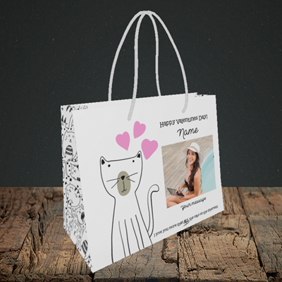 Picture of Cat, Valentine's Design, Small Landscape Gift Bag