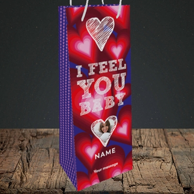 Picture of I Feel You Baby, Valentine's Design, Bottle Bag