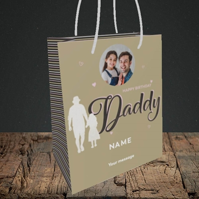 Picture of Daddy & Daughter, Birthday Design, Small portrait Gift Bag
