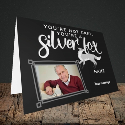 Picture of Silver Fox, Birthday Design, Landscape Greetings Card