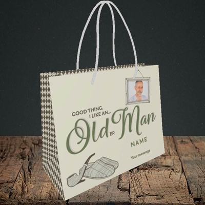 Picture of Older Man, Birthday Design, Small Landscape Gift Bag