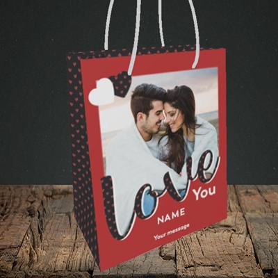 Picture of Love You, Valentine's Design, Small Portrait Gift Bag