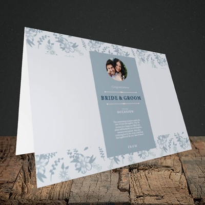 Picture of Floral Strip Edges - Pale Blue  B&G, Wedding Design, Landscape Greetings Card