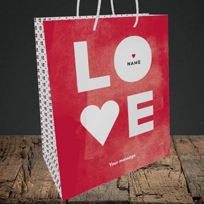 Picture of Love Type (stacked) (Without Photo), Valentine's Design, Medium Portrait Gift Bag