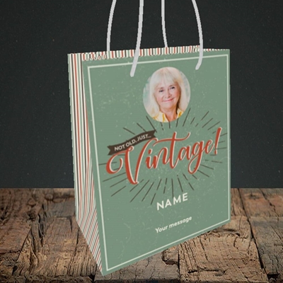 Picture of Just Vintage, Birthday Design, Small portrait Gift Bag