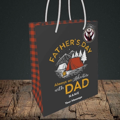 Picture of Adventure With Dad, Father's Day Design, Small Portrait Gift Bag