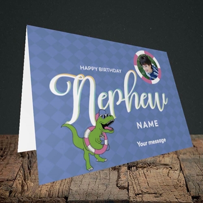Picture of Nephew (Dino), Birthday Design, Landscape Greetings Card