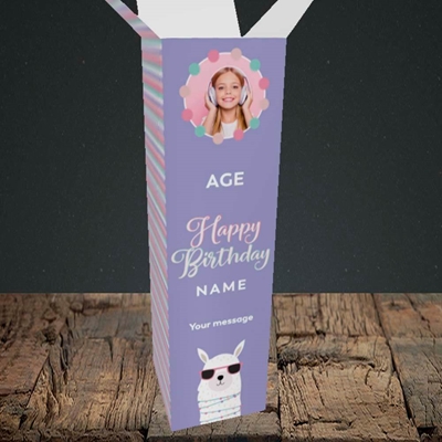 Picture of Cool Lama, Birthday Design, Upright Bottle Box