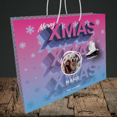 Picture of Xmas Ice Skates, Christmas Design, Medium Landscape Gift Bag