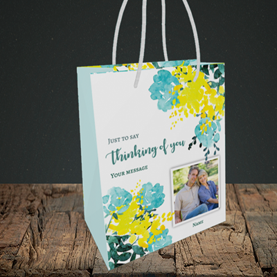 Picture of Watercolour, Thinking of You Design, Small Portrait Gift Bag