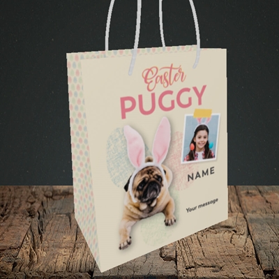 Picture of Easter Puggy, Easter Design, Small Portrait Gift Bag
