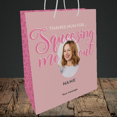 Picture of Squeezing Me Out, Mother's Day Design, Medium Portrait Gift Bag