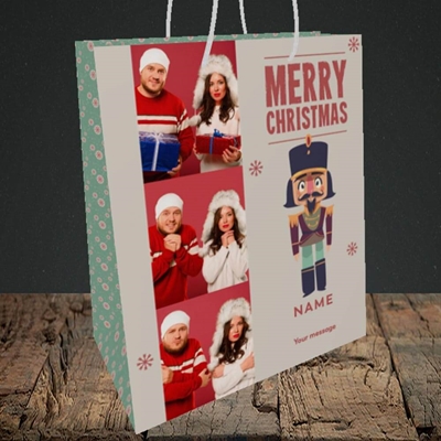 Picture of Merry Nutcracker, Christmas Design, Medium Portrait Gift Bag