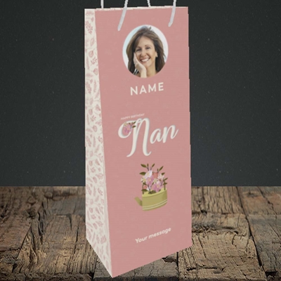 Picture of Nan Kettle Of Flowers, Birthday Design, Bottle Bag