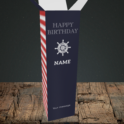 Picture of Nautical, (Without Photo) Birthday Design, Upright Bottle Box
