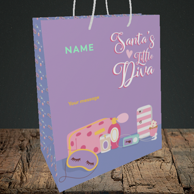 Picture of Little Diva, (Without Photo) Christmas Design, Medium Portrait Gift Bag