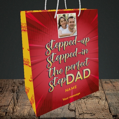 Picture of Stepped Up, Father's Day Design, Medium Portrait Gift Bag