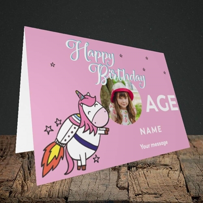 Picture of Space Unicorn, Birthday Design, Landscape Greetings Card