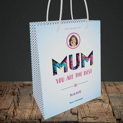 Picture of Mum You Are The Best (flower cut out), Small Portrait Gift Bag