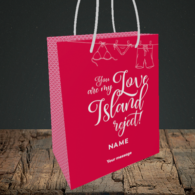 Picture of Love Island Reject, (Without Photo) Valentine's Design, Small Portrait Gift Bag