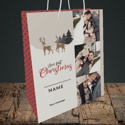 Picture of Our First Christmas, Christmas Design, Medium Portrait Gift Bag