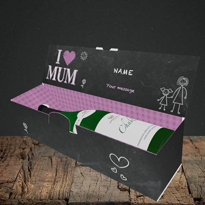 Picture of I Love Mum (Chalk Board),(Without Photo), Lay-down Bottle Box