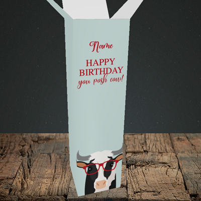 Picture of Cow, (Without Photo) Birthday Design, Upright Bottle Box