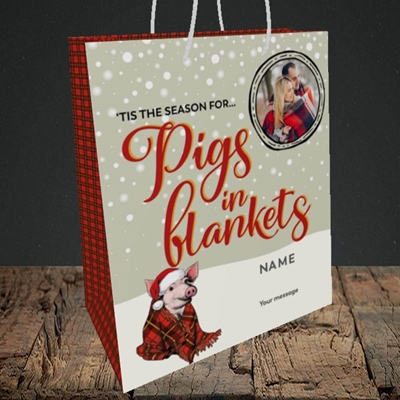 Picture of Pigs In Blankets, Christmas Design, Medium Portrait Gift Bag