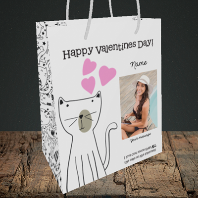 Picture of Cat, Valentine's Design, Medium Portrait Gift Bag