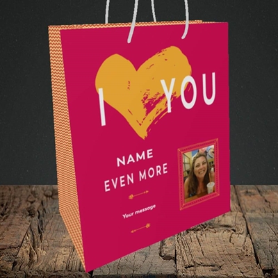 Picture of Love You Even More, Anniversary Design, Medium Portrait Gift Bag