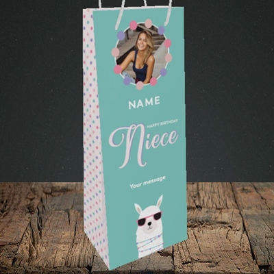 Picture of Niece(Lama), Birthday Design, Bottle Bag