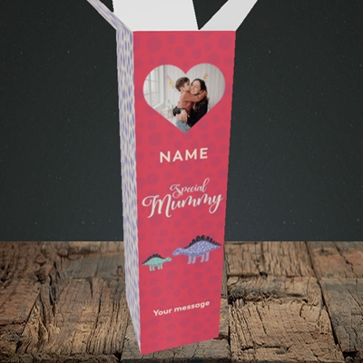 Picture of Mummy Dinosaur, Mother's Day Design, Upright Bottle Box