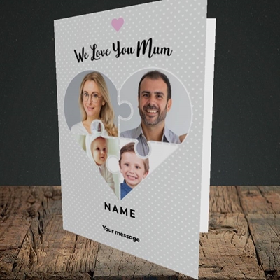 Picture of Love You Mum-Puzzle, Mother's Day Design, Portrait Greetings Card