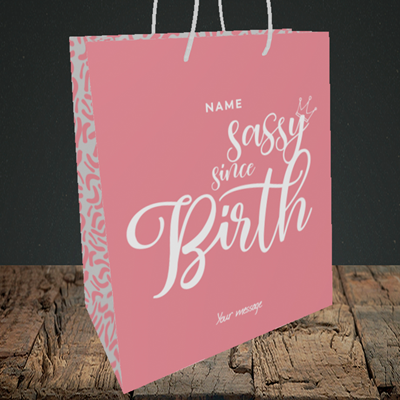 Picture of Sassy, (Without Photo) Birthday Design, Medium Portrait Gift Bag