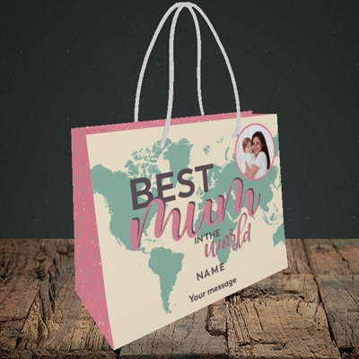 Picture of Best Mum In The World, Mother's Day Design, Small Landscape Gift Bag