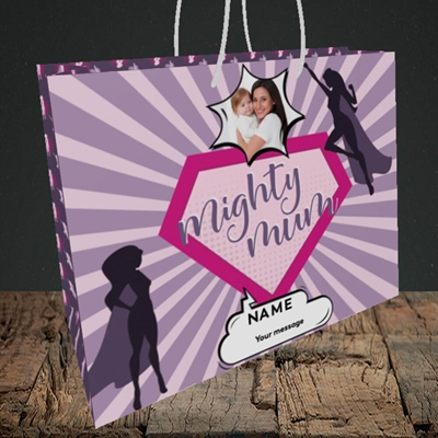 Picture of Mighty Mum, Mother's Day Design, Medium Landscape Gift Bag