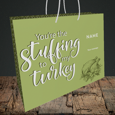 Picture of Stuffing To My Turkey(Without Photo), Christmas Design, Medium Landscape Gift Bag