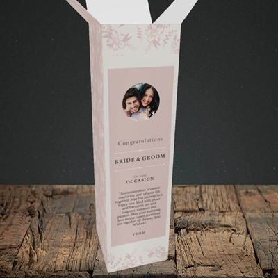 Picture of Floral Strip Edges - Beige To Pink B&G, Wedding Design, Upright Bottle Box