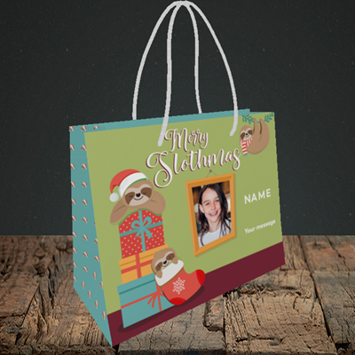 Picture of Slothmas, Christmas Design, Small Landscape Gift Bag