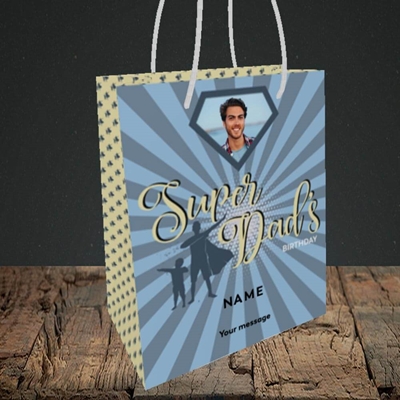 Picture of Super Dad, Birthday Design, Small portrait Gift Bag
