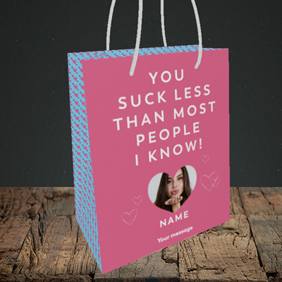Picture of Suck Less, Valentine's Design, Small Portrait Gift Bag