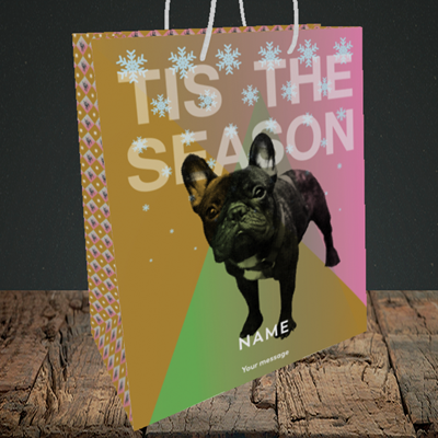 Picture of Tis The Frenchie(Without Photo), Christmas Design, Medium Portrait Gift Bag