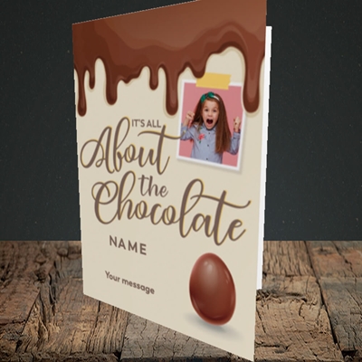 Picture of All About The Chocolate, Easter Design, Portrait Greetings Card