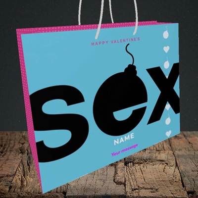 Picture of Sex Bomb - Blue(Without Photo), Valentine's Design, Medium Landscape Gift Bag