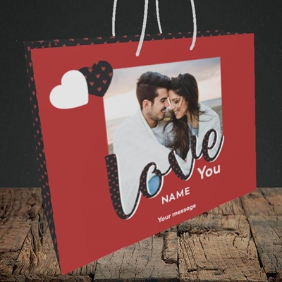 Picture of Love You, Valentine's Design, Medium Landscape Gift Bag
