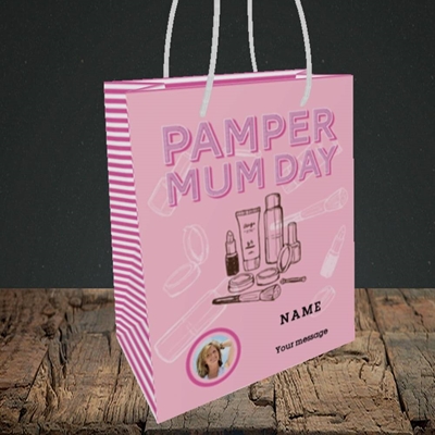 Picture of Pamper Mum Day, Mother's Day Design, Small Portrait Gift Bag