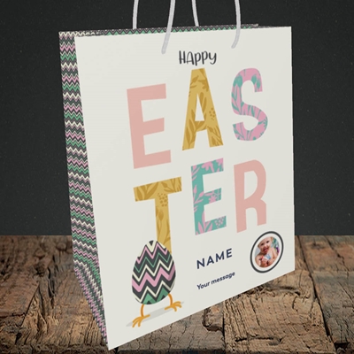 Picture of Happy Walking Egg, Easter Design, Medium Portrait Gift Bag