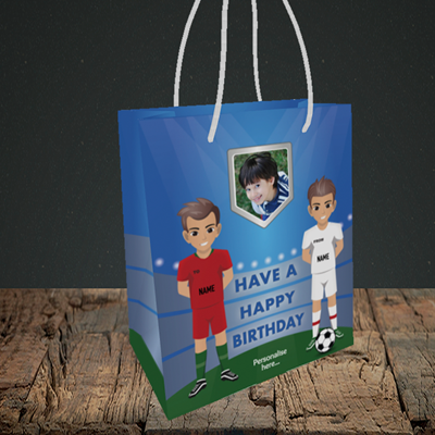 Picture of Football, Birthday Design, Small Portrait Gift Bag